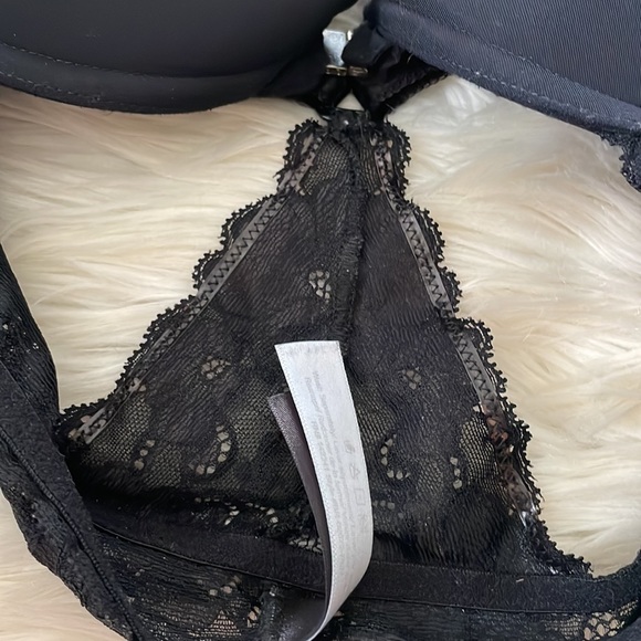 Adore me black criss cross back lacy detailed bra sz 34B front clasp padded - Picture 10 of 17
